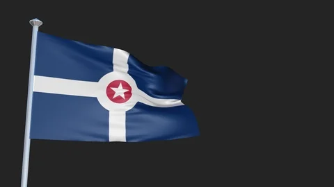 Indianapolis - Loopable 3D flag animation with Alpha Channel and Transparency Stock-Footage 91046259