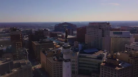 Indianapolis Monument Circle Drone Shot 2 Stock Footage 234633229