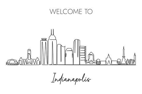 Indianapolis skyline one continuous line drawing on white background Stock Illustration