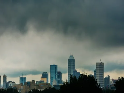 Indianapolis Skyline Storm Overcast Time-lapse Stock Footage 80430496
