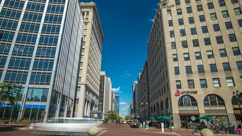 Indianapolis time lapse of traffic downtown 4K 1080P Stock Footage 77575396