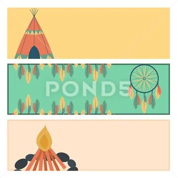 Indians icon temple ornament cards element retro vintage hinduism ethnic people Stock Illustration