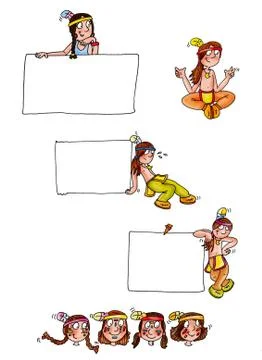 Indians with a sign to write your message Stock Illustration