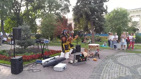 Indians sing and dance in the square -2 Stock Footage 147508924