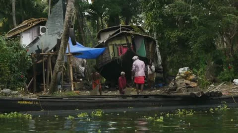 Indians work near a river Stock Footage 10798617