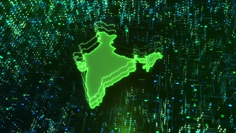 Indias Global Digital Map. Cloud computing network connecting. data transfer Stock Footage 317594524