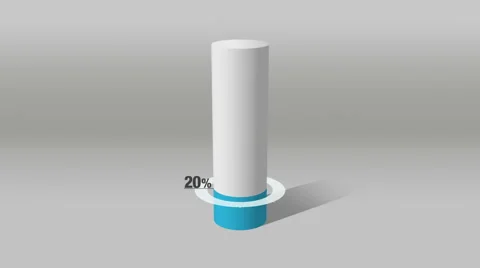 Indicate about 20 percents, growing 3D Cylinder circle bar chart Stock Footage 59217439