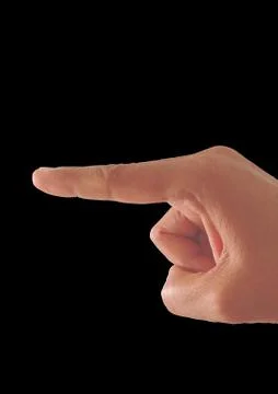 Indicated finger with black background Stock Photos