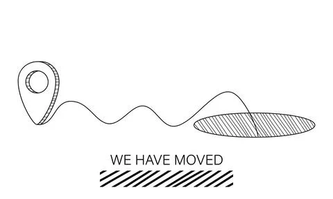 Indicated Place on the Map. We Have Moved Stock Illustration