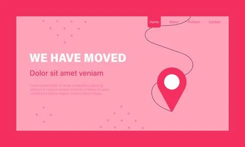 Indicated Place on the Map. We Have Moved banner Stock Illustration