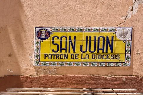 Indication on ceramic tile of the name of Diocesi - Translation San Giovann.. Stock Photos