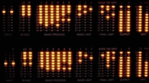 Indication on professional sound amplifier, Stock Footage 166002226
