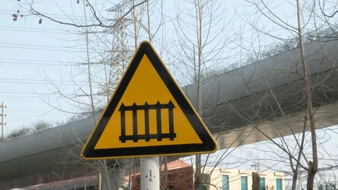 Indication sign there is a train passing by Video stock 95837708