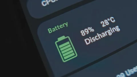 Indicator of battery charge and temperature Stock Footage 302827654