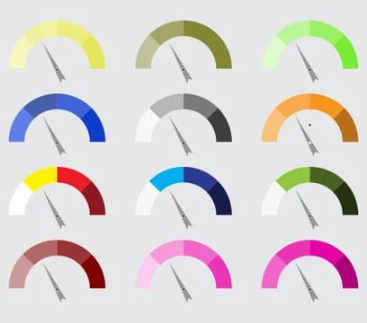 Indicator color set with pointer needle Stock Illustration