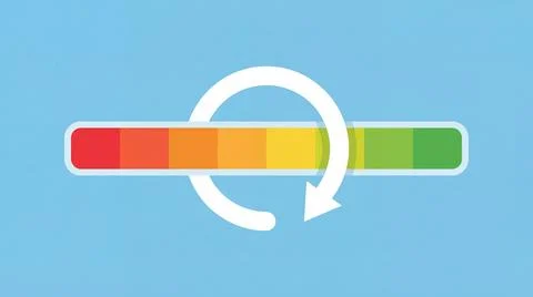 Indicator with colorful segments and circular arrow showing regeneration or.. Stock Illustration