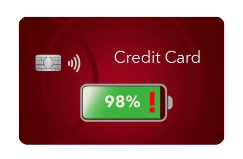An indicator on this credit cards says that almost all the available credit h Stock Illustration