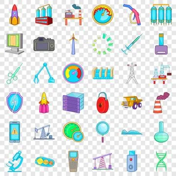 Indicator icons set, cartoon style Stock Illustration