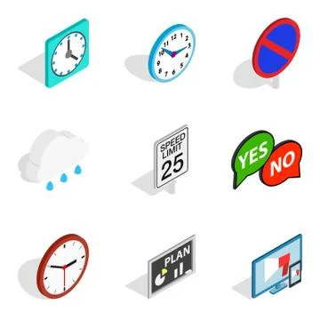 Indicator icons set, isometric style Stock Illustration