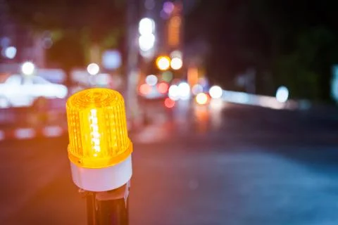 Indicator light of construction zone. Stock Photos