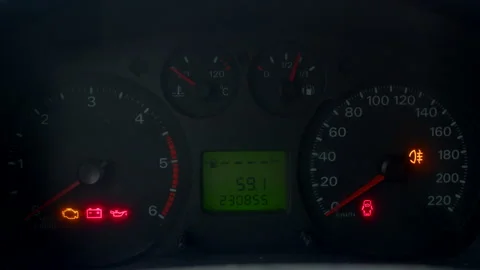 Indicators activate briefly. Dashboard signals flicker then stabilize 스톡 동영상 333899802