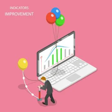 Indicators improvement isometric flat vector conceptual illustration. Stock Illustration