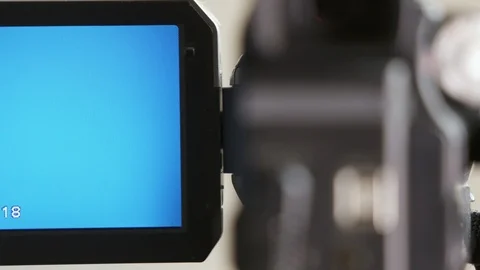 Indicators on the LCD screen of digital Mini DV tape camcorder. Stock Footage 102085054