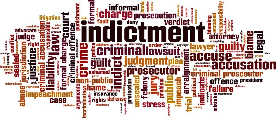 Indictment word cloud Stock Illustration