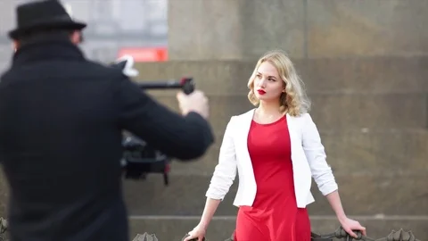 Indie Filmmaker Working with Russian Model Stock Footage 73027055