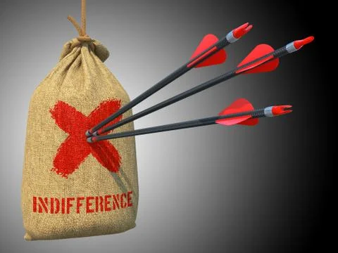 Indifference - Arrows Hit in Red Target. Stock Illustration