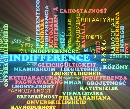 Indifference multilanguage wordcloud background concept glowing Stock Illustration