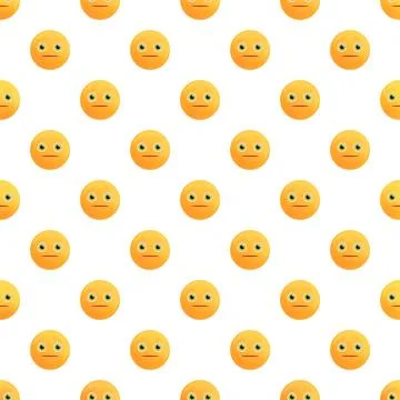 Indifferent flat faced emoji repeating pattern background Stock Illustration