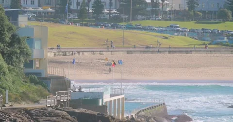 Indigenous and Australian flags at Bondi Icebergs Stock Footage 197738059
