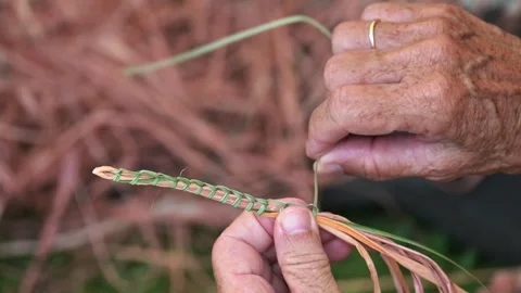 Indigenous Australians female hands weaving artwork Stock Footage 327682953