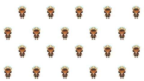 Indigenous Day Pop-Up, Seamless, Pattern Characters: Green Screen Essentials Stockbeeldmateriaal 279199098
