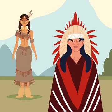 Indigenous female portrait Stock Illustration