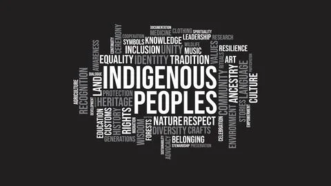 Indigenous Peoples Word Cloud Design for Cultural Poster, Heritage Awarenes.. Stock Illustration