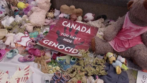 Indigenous Protest Posters Left at Parliament Hill Ottawa Vidéo 159514543