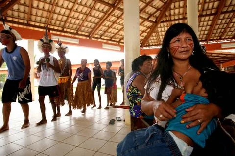  indigenous tribe of Bahia pau brasil, bahia / brazil - may 10, 2012: Pata... Stock Photos
