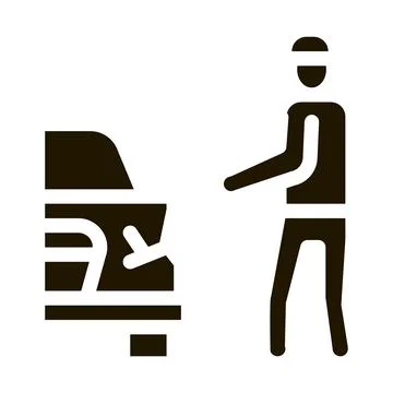 Indignant driver of broken car bumper icon Vector Glyph Illustration Stock Illustration