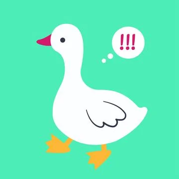 The indignant goose runs. Side view. Vector illustration in flat style Illustrazione stock