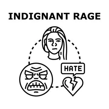 Indignant rage concept, feeling anger and hatred Stock Illustration