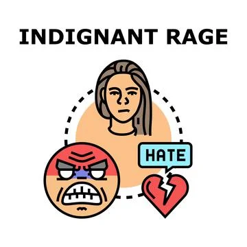 Indignant rage concept, feeling anger and hatred Stock Illustration
