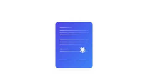 Indigo and Blue Gradient Lease Document Icon with Glowing Circular Seal Sta.. Stock Footage 346131003