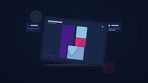 Indigo and cyan analytics dashboard flat design loop Stock Footage 342628371