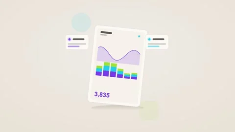 Indigo and cyan analytics dashboard flat design loop Stock Footage 342628538