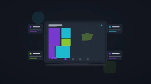 Indigo and cyan analytics dashboard flat design loop Stock Footage 342628723