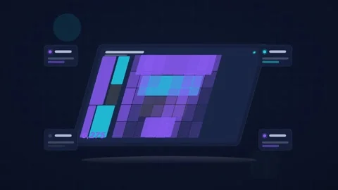 Indigo and cyan analytics dashboard flat design loop Stock Footage 342628952