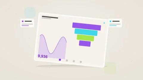 Indigo and cyan analytics dashboard flat design loop Stock Footage 342628975