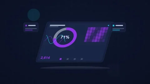 Indigo and cyan analytics dashboard flat design loop Stockbeeldmateriaal 342628989